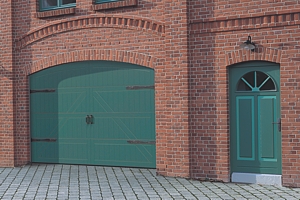 style 405 timber sectional door in green finish